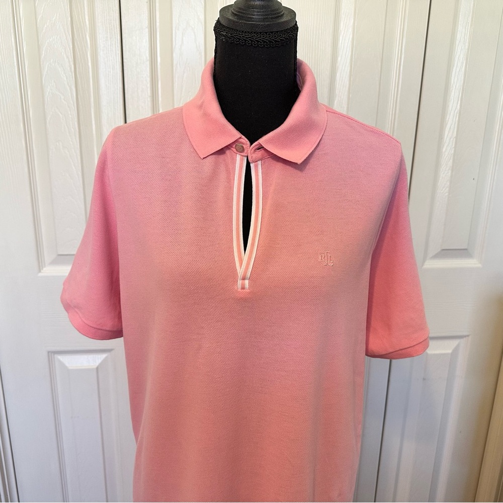 Lauren Ralph Lauren Pink Polo Dress Size 1X Cotton Knit Short Sleeves Preppy - Picture 5 of 10